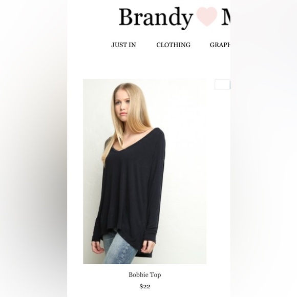 Brandy Melville v-neck longsleeve Tunic Top - Picture 7 of 8
